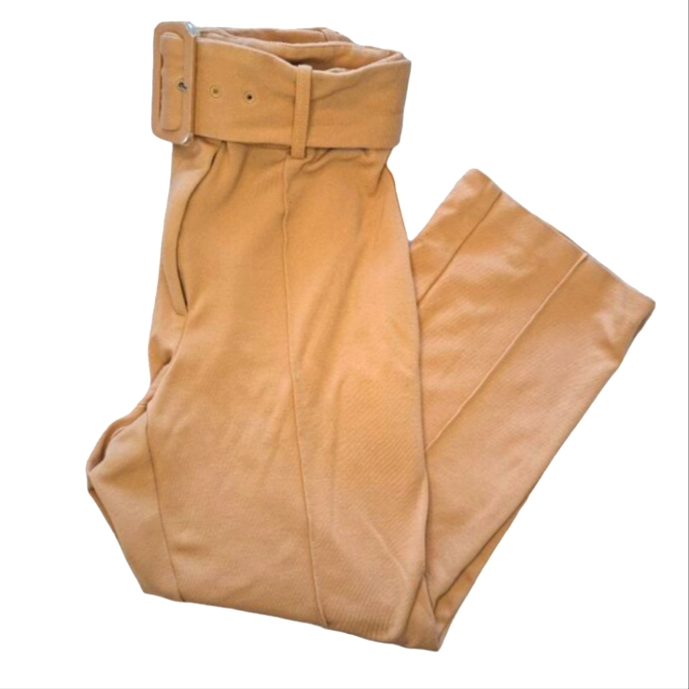 Drew Cropped Soft Belted Khaki Camel Center Seam Crops Size 2